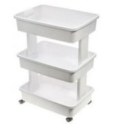 Mainstays 3-Tier Plastic Rolling Laundry Cart, Arctic White