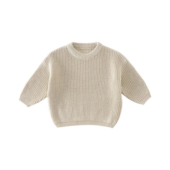 GiLiling Infant Toddler Boys Girls Oversized Knit Sweater, Classic Crewneck Pullover, Warm Long Sleeve Tops for Fall Winter Baby Casual Daily Clothing