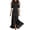 Black, variant on Women's Off Shoulder Denim Dress – French Mesh Pleated Flowy Maxi Dress – Slimming Short Sleeve Party Dress for Summer – Size S-XXL