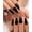 Black, variant on 24 count Black Press  Nails Stiletto  Nails Medium Length Almond False Nails Tips Long  Glossy Stick   Solid Color Full Cover Fingernails Manicure for Women (Black)