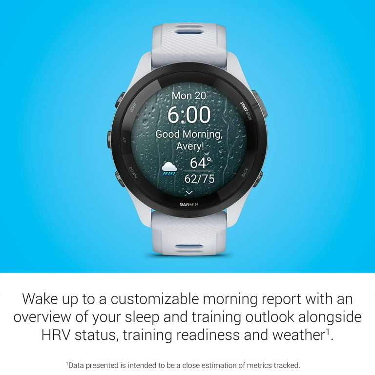 Garmin Forerunner 265 Running Smartwatch, Colorful AMOLED Display, Training  Metrics and Recovery Insights, Whitestone and Tidal Blue 