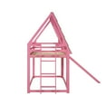 thumbnail image 6 of Twin Size House Bed with Slide, Wood Twin Size House Bunk Bed Frame with Window Roof and Ladder, No Box Spring Needed, Pink, 6 of 9