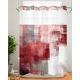 thumbnail image 2 of No Hook Shower Curtains, Red Ombre Standard Bathroom Curtains with Snap in Liner, Retro Farmhouse Abstract Mottled Texture Art Waterproof Washable Fabric Bathroom Shower Curtain Sets, 60" x 72", 2 of 7