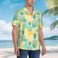 thumbnail image 3 of Honeii Pineapples1 Print Men’s Hawaiian Shirt,Classic Button-Down Short Sleeve Shirt, for Beach, Vacation, and Outdoor Activities,3X-Large, 3 of 7