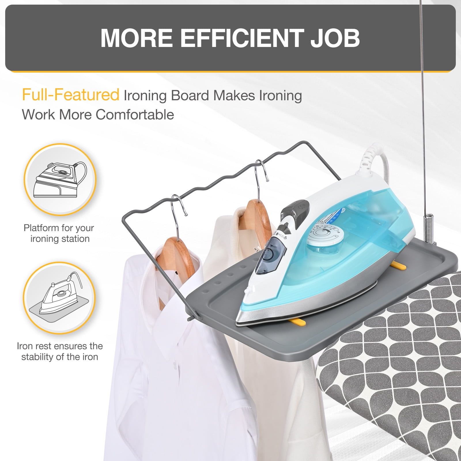 TOOLF Compact Ironing Board with Iron Rest & Hanger, 43x13