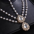 thumbnail image 5 of Bohemian Teardrop Crystal Head Chain Layered Rhinestone Pearl Forehead Chain Wedding Headband Prom Party Festival Hair Accessories for Women (Gold), 5 of 10