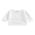 thumbnail image 1 of Chandail en Molleton à Col Rond pour Bébé Garçon Fille avec Poche, Couleur Unie, Manches Longues, Hauts Décontractés, Rouge Brunâtre 1-2 Ans, 1 of 8