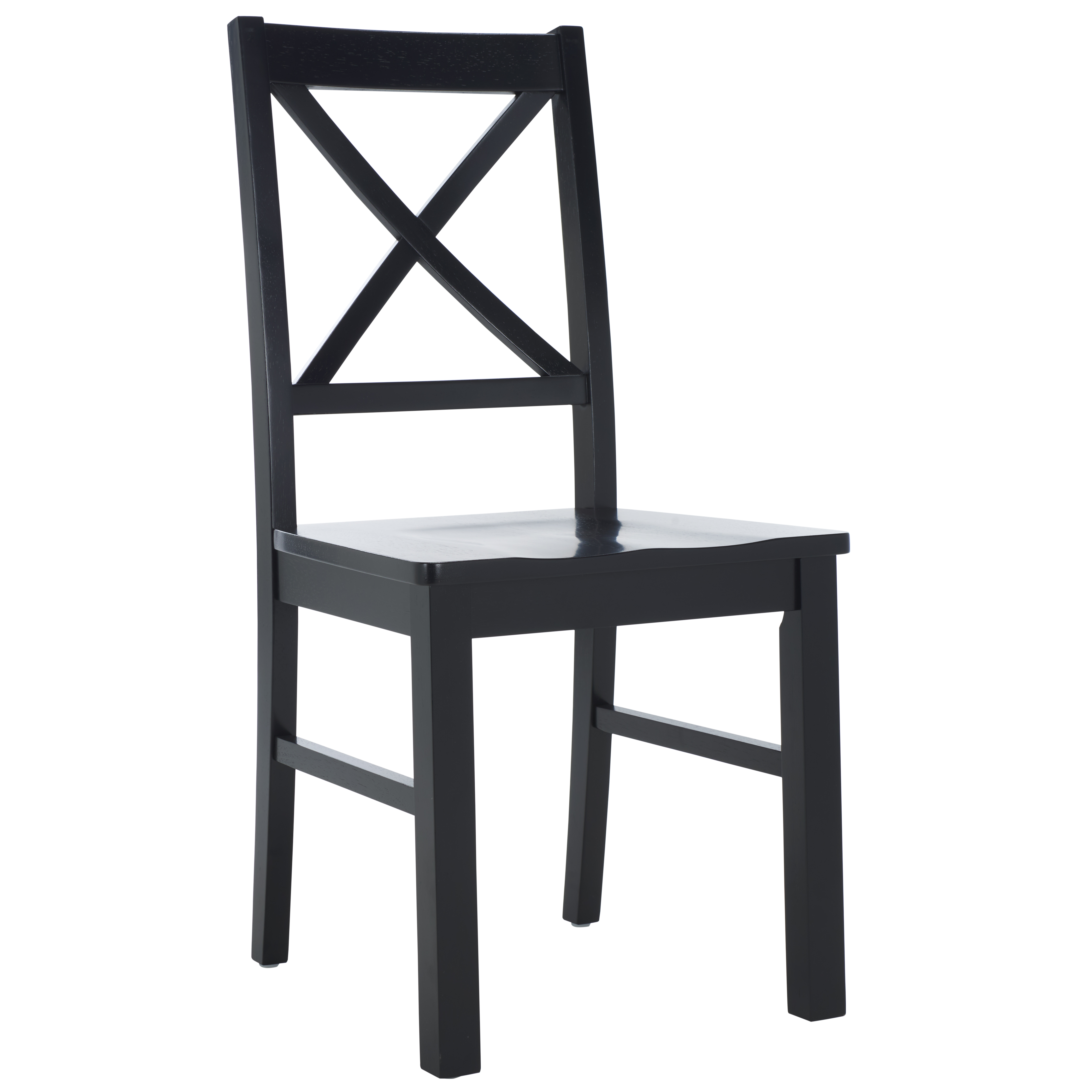 Safavieh Akash Traditional Rubberwood Dining Side Chairs, Black (Set of 2)