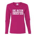 thumbnail image 2 of Wild Bobby One Nation Under God Inspirational/Christian Women Graphic Long Sleeve Tee, Fuschia, Small, 2 of 5