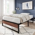 thumbnail image 5 of Amolife Twin Size Metal Platform Bed Frame with Wooden Board & Storage, No Box Spring Needed, Black, 5 of 11