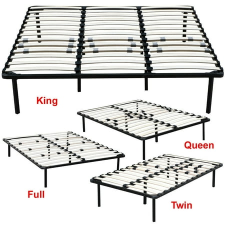 Twin Slat Bed Zimtown Wood Slats Metal Platform Bed Frame Mattress Foundation Twin Full Queen King ()