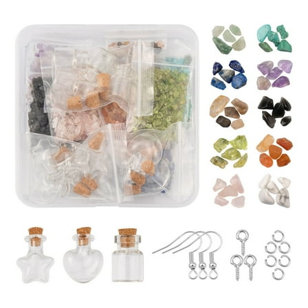 2boxes Wish Bottle Earring Making Kits Including Glass Wishing Bottle Mixed Chip Beads 304 Stainless Steel Jump Rings Iron Bails & Earring Hooks Chip Beads: about 100g/box
