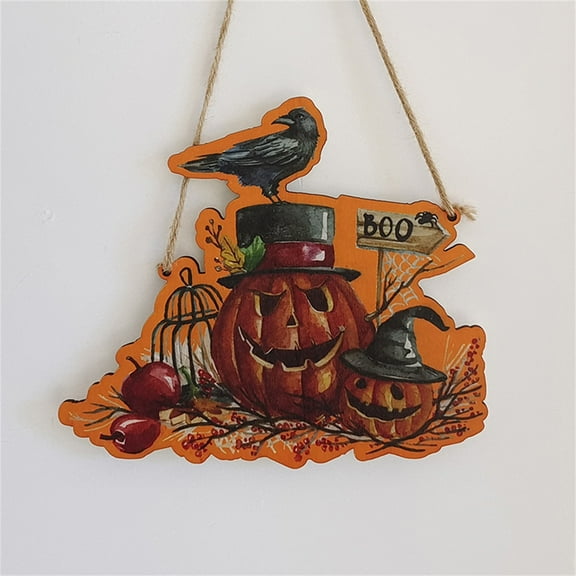 OAVQHLG3B Welcome Sign for Front Door Halloween Decorations Pumpkin Man Witch Halloween Wooden Pumpkin Zombies Ghost Decoration