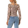 thumbnail image 3 of Unique Bargains Blouse à Manches Longues à Col Halter Croisé Imprimé Floral pour Femmes Rose m, 3 of 5