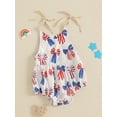 thumbnail image 5 of Baby Toddler Girl 4th of July Romper 3 6 12 18 24 Months Sleeveless Tie Strap Bow Print Bodysuit Newborn Playsuit, 5 of 9