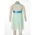 thumbnail image 4 of TiaoBug Kids Girls Sequined Latin Jazz Dance Dress Halter Neck Ballet Leotard Dress Lyrical Dancewear Mint Green 16, 4 of 7