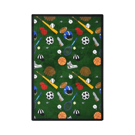 Multi-Sport 5'4" x 7'8" Area Rug In Color Green