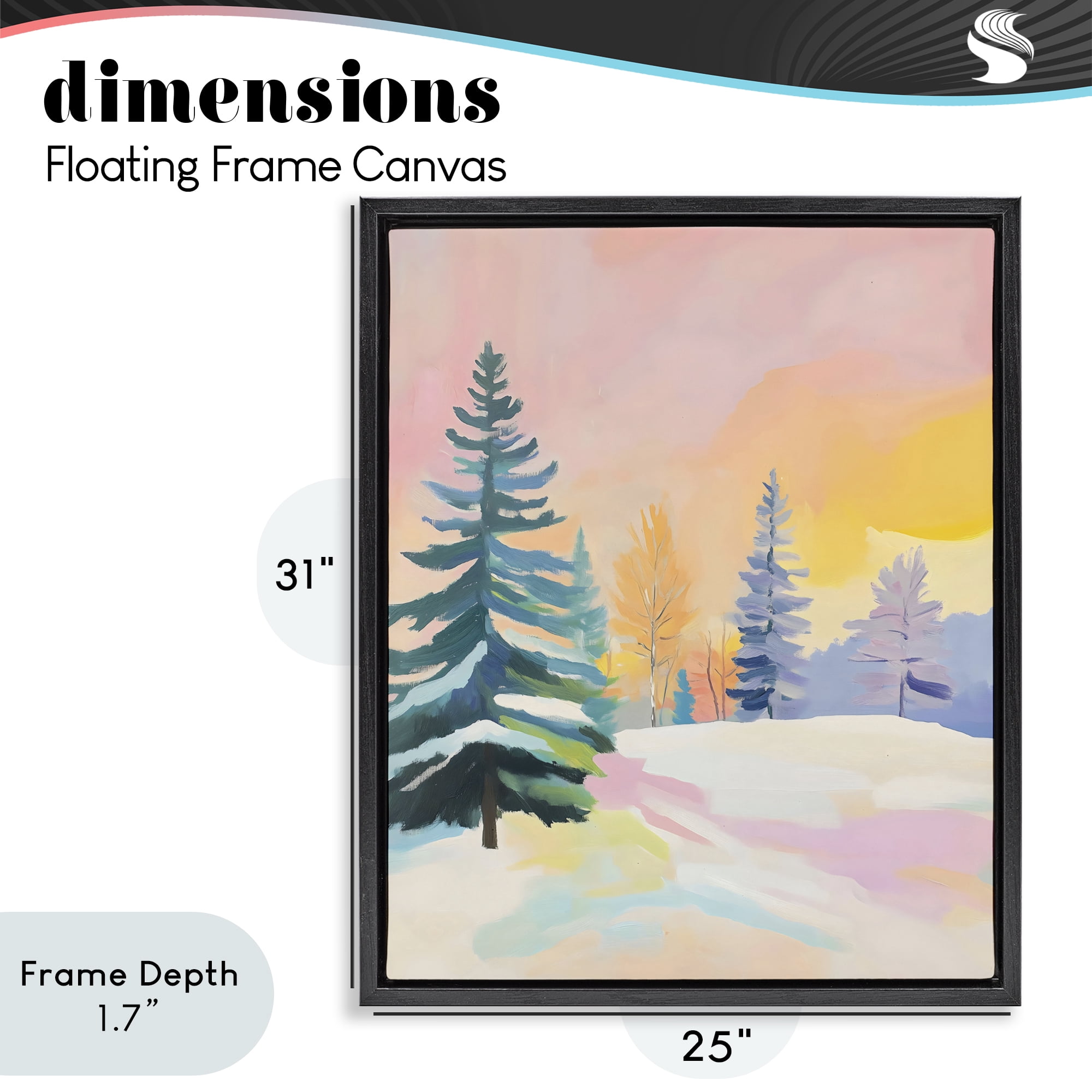 Stupell Industries Winter Forest Snowscape in Pastels Black Framed Floater Canvas Wall Art, design by The Prints Vibe