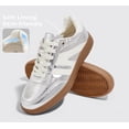 thumbnail image 4 of LUCKY STEP Womens Classic Retro Gum Sole Fashion Sneakers Genuine Leather Anti Slip Casual Shoes,Silver, 4 of 10