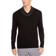 thumbnail image 2 of Tasso Elba Pull en Coton Supima à Col Châle Contrasté pour Hommes (Noir, 2TG), 2 of 4