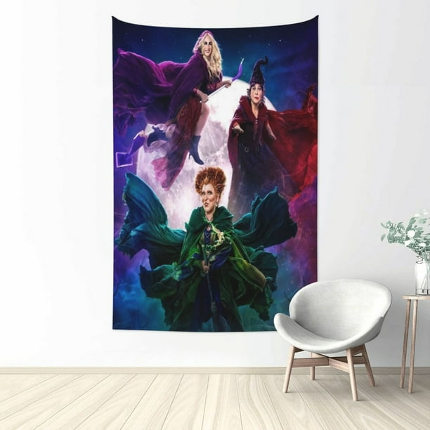 Tapiz de Hocus Pocus para dormitorio, estampado artístico para colgar en la pared, pósteres estéticos, tapices de fondo para sala de estar, dormitorio, regalo para fanáticos, 60 x 40 pulgadas