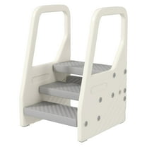 Toddler Step Stool - Adjustable 3 Step Kitchen Helper Tower with Handles, Non-Slip, 66lbs Capacity - Gray