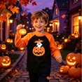 thumbnail image 2 of WAYUTE Boys Long Sleeve Raglan Shirt Halloween Pumpkin Print Breathable Pullover for Kids Holiday Party Fashion Top Casual Outdoor,Orange,Size 11-12 Y, 2 of 4