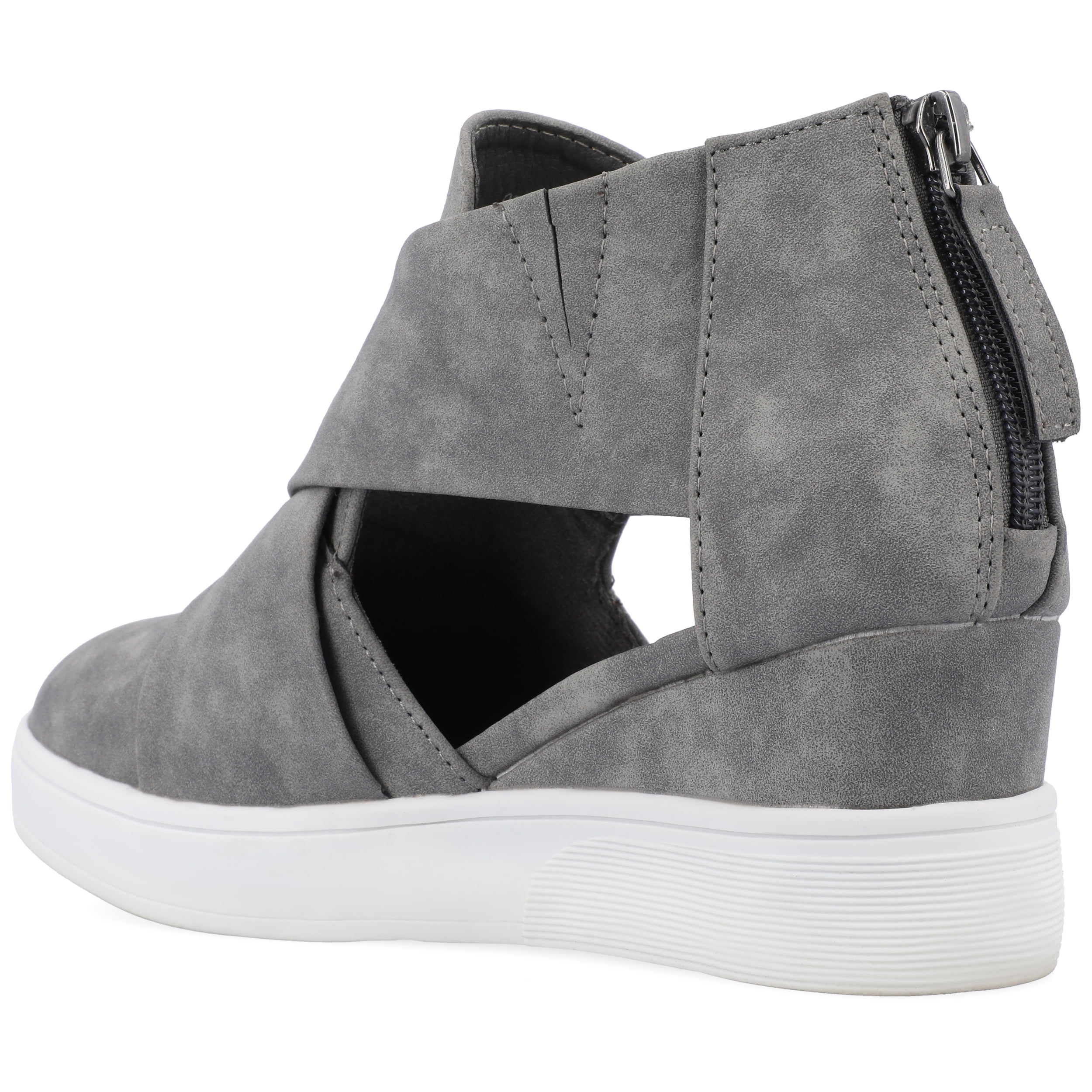 Journee Womens Seena Round Toe Back Heel Zip Wedge Sneakers