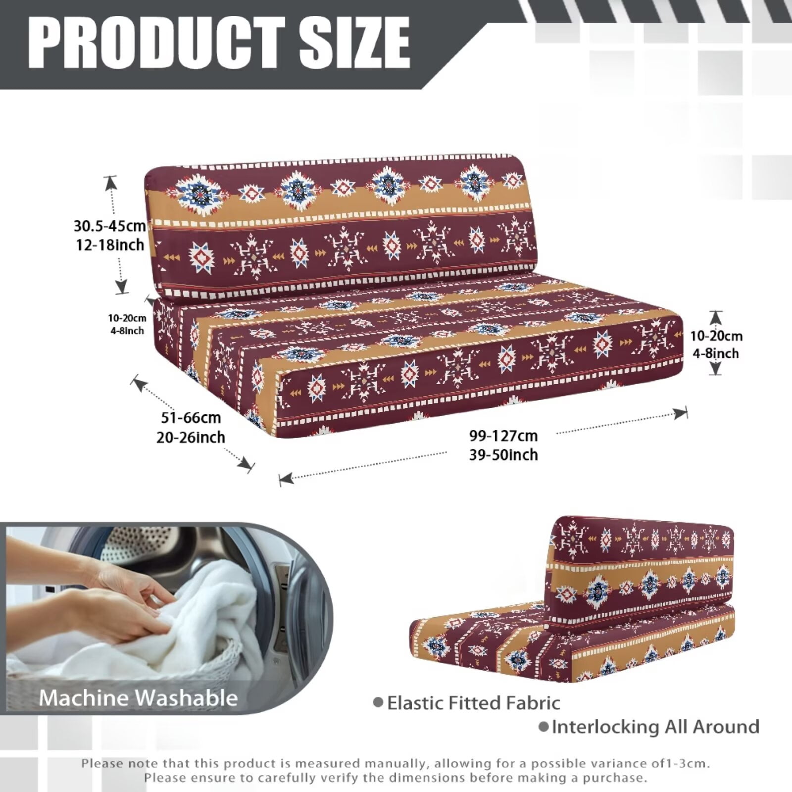 Uorisanigo RV Dinette Cushion Covers, Replacement Camper Sofa Cushions Cover, Stretch Aztec African Tribal Couch Seat Slipcovers - Comfortable Loveseat Sofa Furniture Protection