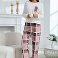 thumbnail image 2 of HNMKIU Women's Cozy Flannel Checkered Sleepwear Set Long Sleeve Pocketed Pajamas with Comfortable Pants for Autumn Winter Pink,XL, 2 of 6