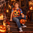 thumbnail image 3 of Aideaone Boys Girls Halloween Tie Dye Shirt Hippies Senior Tees T Shirts for Kids 4-14 Years, 3 of 6