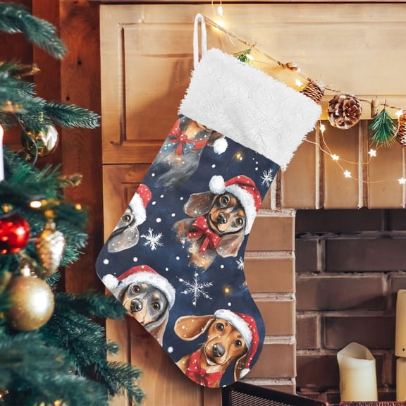 Christmas Dogs and Snowflakes Large Size Christmas Stockings Xmas Stocking Holiday Party Decorations