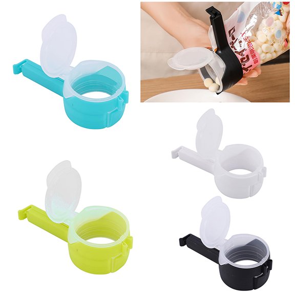 4PCS Food Bag Clips With Pour Spout, Durable Plastic Sealing Clips For Snacks, Cereal, Pet Food – Easy Pour Bag Clips