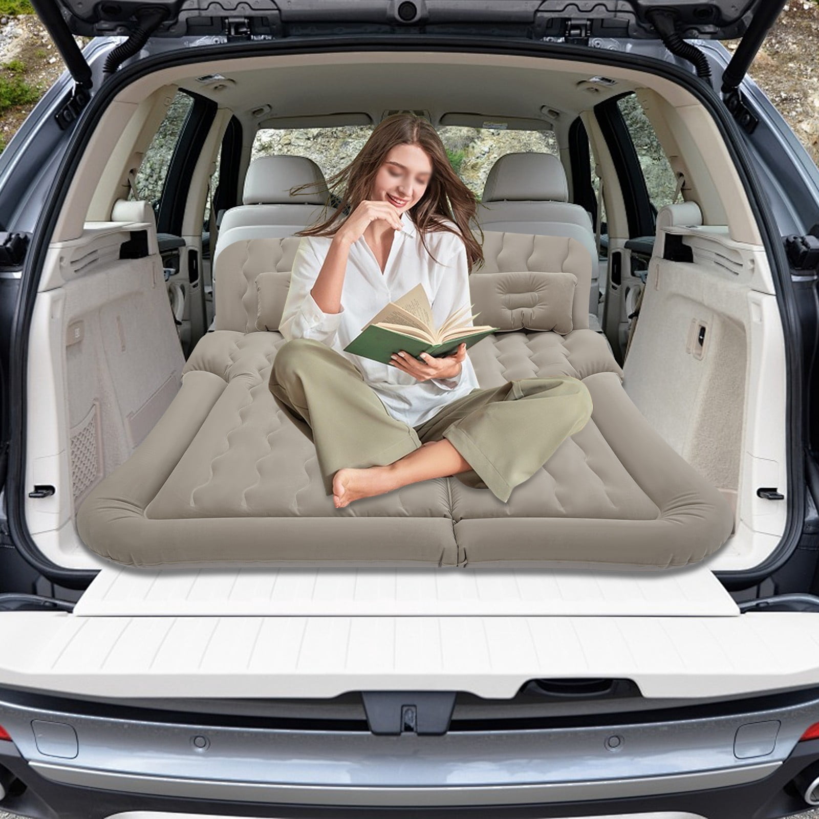 SUV Air Mattress, Inflatable SUV Mattress, Car Air Mattress for Various Types of SUVs and Off-road Vehicles (Grey)