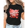 thumbnail image 1 of Camisetas estampadas con diseño creativo para San Valentín, moda femenina, lindas, informales, de cuello redondo y manga corta, ropa de primavera y verano para mujer., 1 of 6
