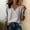 Gray, variant on QUNYINEY Womens Tops Long Sleeve Faux Cotton Linen Fall Shirt V Neck Casual Solid Pullover Loose Fit Woman Blouse