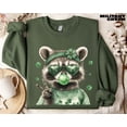 thumbnail image 2 of Funny Raccoon St Patricks Day Sweatshirt, Lucky Shirt, Irish Raccoon Sweater, St Patricks Gift, Trash Panda Tee, Shamrock, 2 of 6