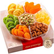 Nut Cravings Gift Basket Dried Fruit & Nuts Red Box (7 Assortments) Premium Kosher Snack Tray