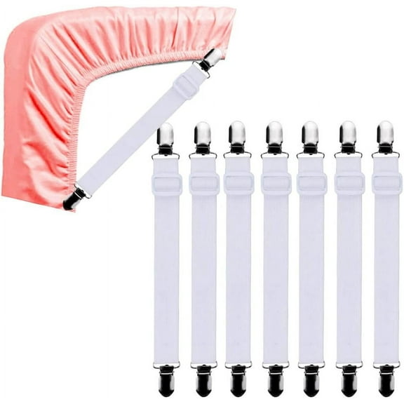 8 PCS Adjustable Bed Fitted Sheet Straps, Sheets Clips Fasteners for Sheets Scrunchie Mattress Covers Sofa, Keep Beds Cover in Place