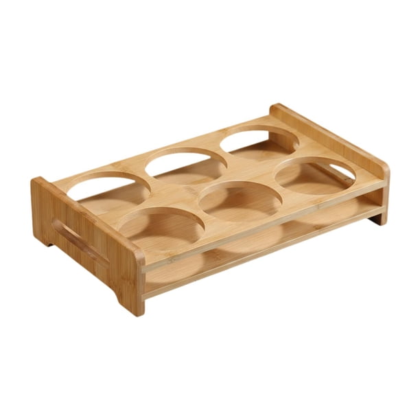 Soporte para vasos de cristal, bandeja para tazas con organizador de 6 orificios, base para vasos. L