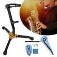 thumbnail image 1 of Saxophone Stand Set Foldable Alto Sax Stand Saxophone Neck Strap Cleaning Cloth Saxophone Cleaning Kit, 1 of 8