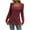 Wine, variant on Ribbed Knit Sweaters for Women Side Slit Square Neck Button Long Sleeve Tunic Blouses Fall Trendy Solid Color Loose Casual Tops