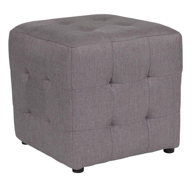 Avendale Tufted Upholstered Ottoman Pouf in Beige Fabric