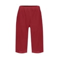 thumbnail image 6 of Kvture Womens Capri Pants Knee Length Cotton Linen Capris Summer Straight Leg Loose Beach Bermuda Shorts with Pockets XXL Red, 6 of 6