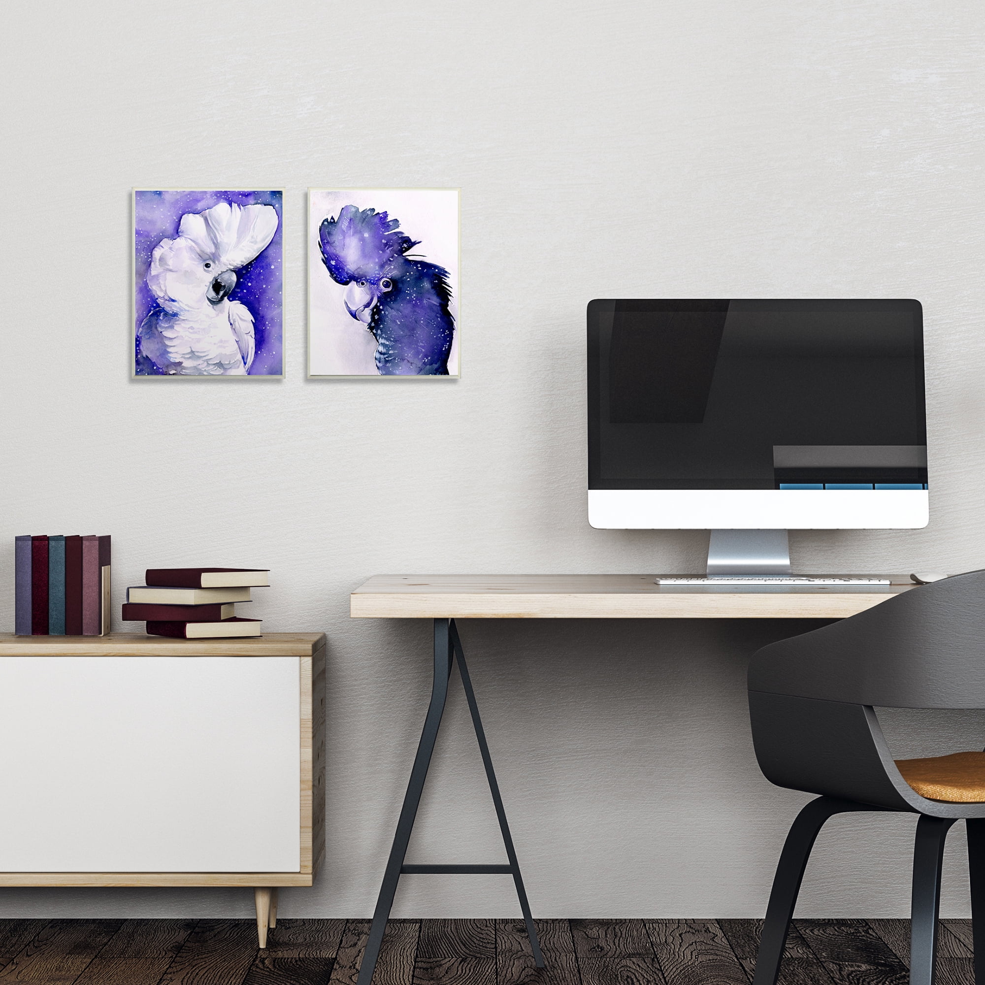 Stupell Industries Space Birds Purple Watercolor Animal Paintings Canvas Wall Art by Jennifer Paxton Parker, 2 Piece, 24" x 30"