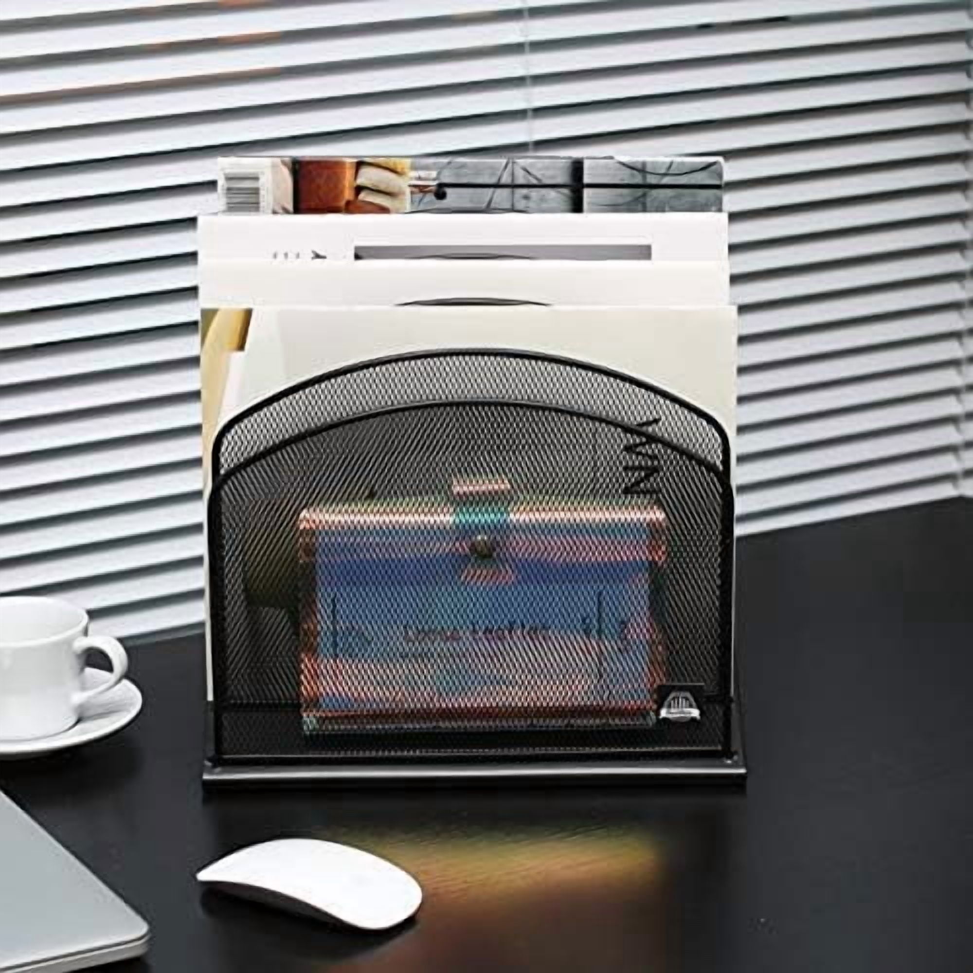 2 Pack Inclined Desk File Organizer, 5 Slot Desktop File Folder Holder Document Holder Sorter Organization and Accessories for Office School Classroom