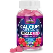 Sugar Free Calcium Gummy Bites Plus 400 IU Vitamin D3, Bone Health & Immune Support, Supports Bone Strength - Chewable Calcium Nutrition Supplement, Non-GMO, Berry Flavor Chews - 60 Gummies