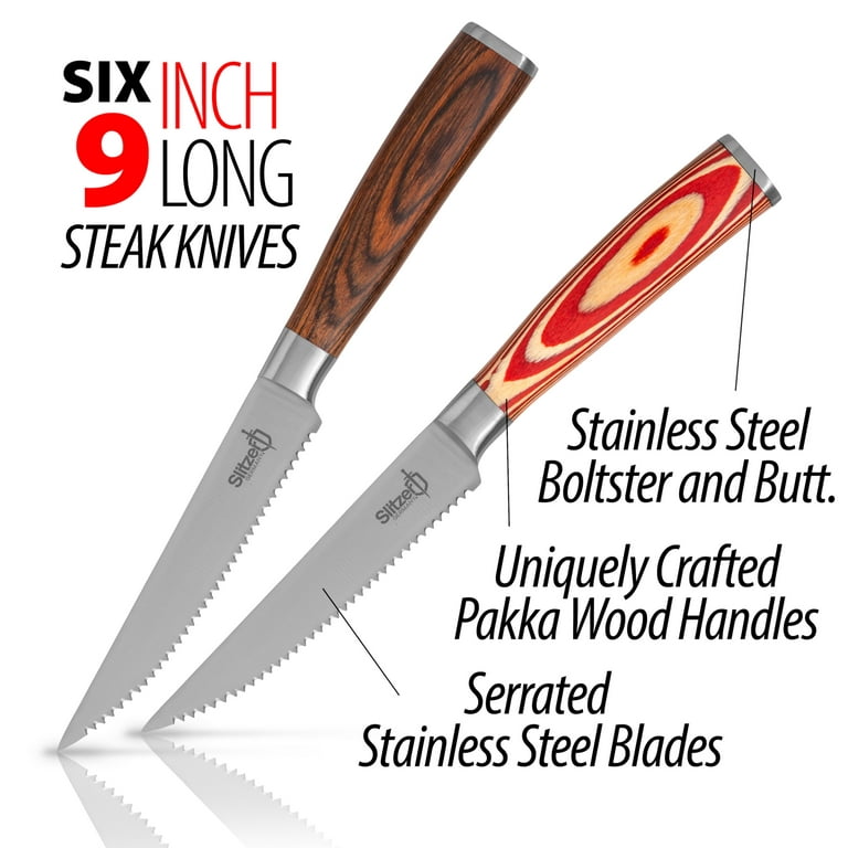 imarku Steak Knives, Serrated Steak Knives Set of 8 with Pakka Wooden  Handle, Japanese High Carbon Stainless Steel Steak Knife Set with Gift Box