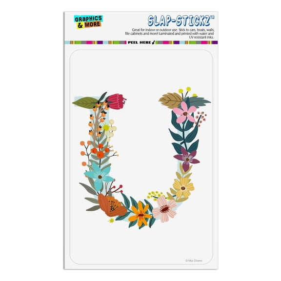 Letter U Floral Monogram Initial Home Business Office Sign