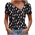 thumbnail image 2 of Favoffer Women's Printed Shirt Loose Tunic Short Sleeve Button Casual Daily Spring Summer Blouse, 2 of 5